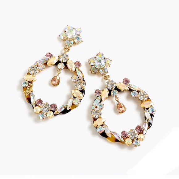 J. Crew Jewelry - NWT J. Crew Crystal drop-hoop statement ea…